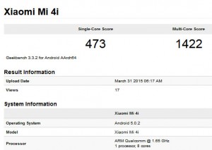 Xiaomi 4i Geekbench